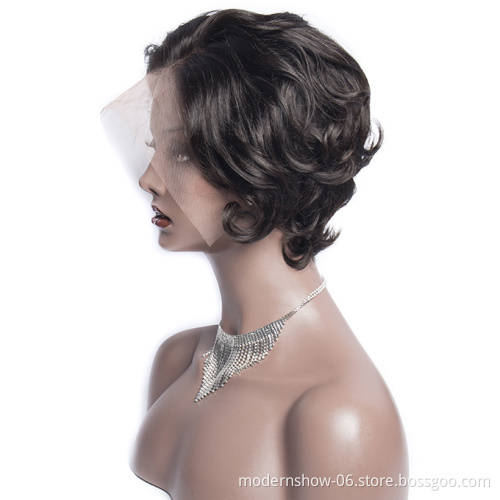 Mink Brazilian Virgin Silky Straight Wave Bob Short Pixie cut Human Hair Lace Wigs